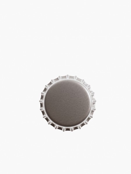 Studio shot of grey bottle cap. Photo : David Arky
