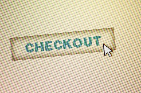 Curser by checkout icon on computer screen.