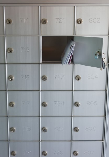 USA, New Jersey, Jersey City, Letters in mailbox.