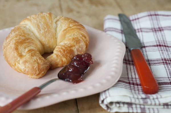 French breakfast with croissant.