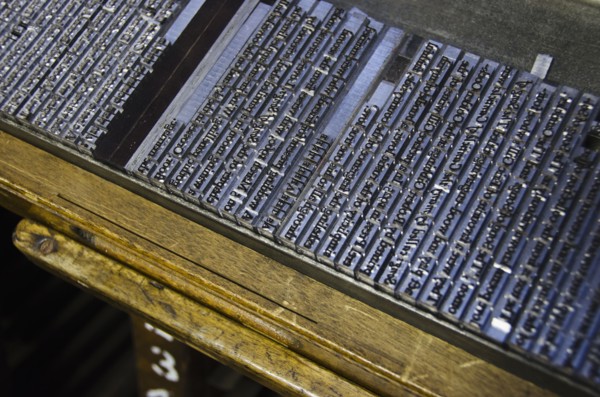 Close up of printing plate.