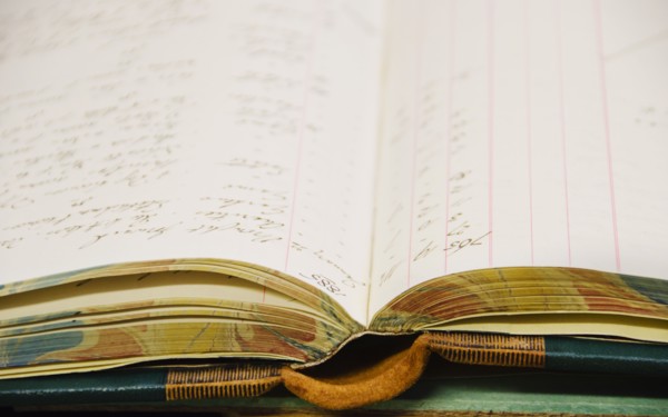 Open diary, close-up.