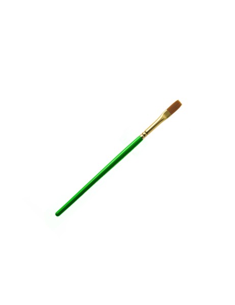 Green paintbrush on white background. Photo: David Arky