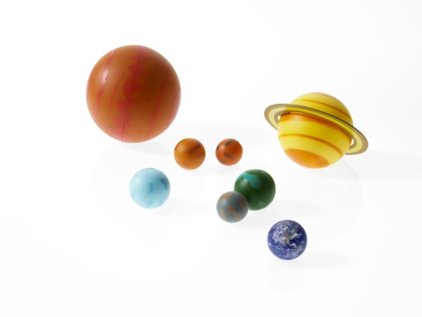 Solar system planets on white background. Photo: David Arky