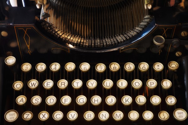 Close-up of antique typewriter.