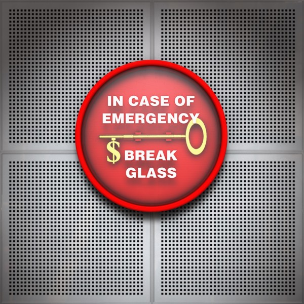 Emergency sign with Dollar symbol. Photo : Jon Boyes