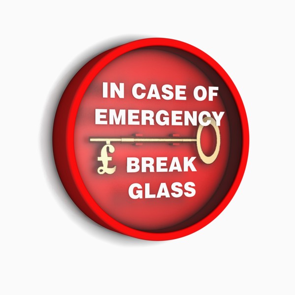 Emergency sign with Pound Sterling Symbol. Photo: Jon Boyes