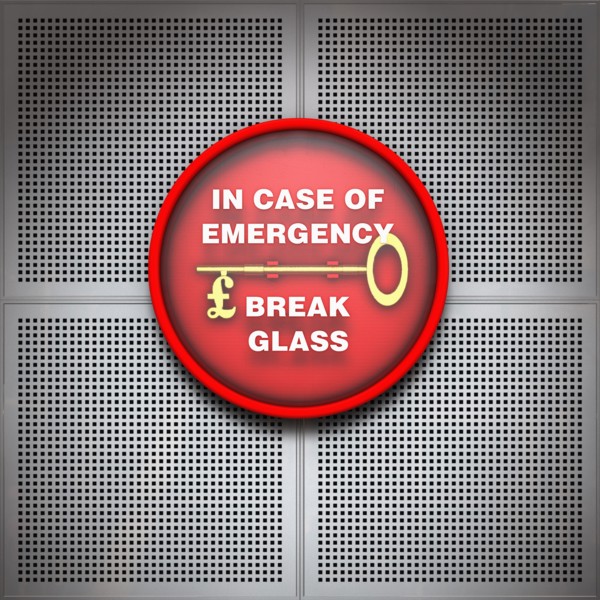 Emergency sign with Dollar symbol. Photo: Jon Boyes