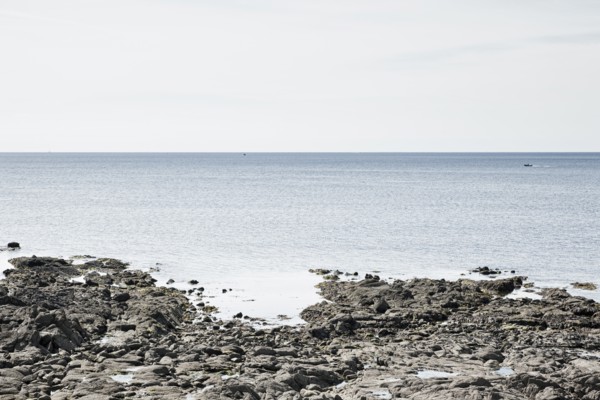 France, Brittany, Rocky beach and ocean. Photo: Jon Boyes