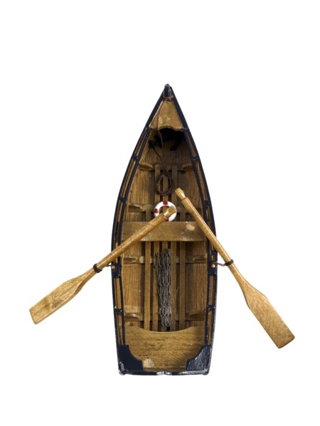 Studio shot of wooden boat. Photo : David Arky