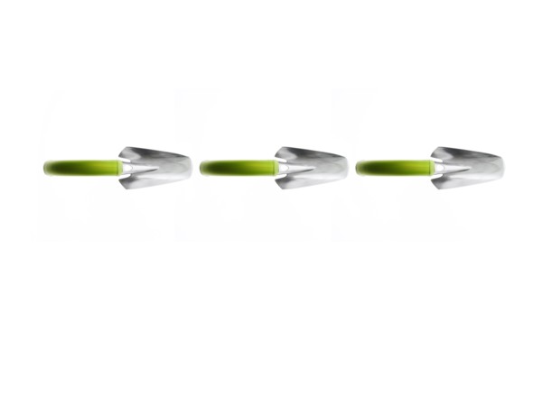 Studio shot of three spades in row. Photo : David Arky