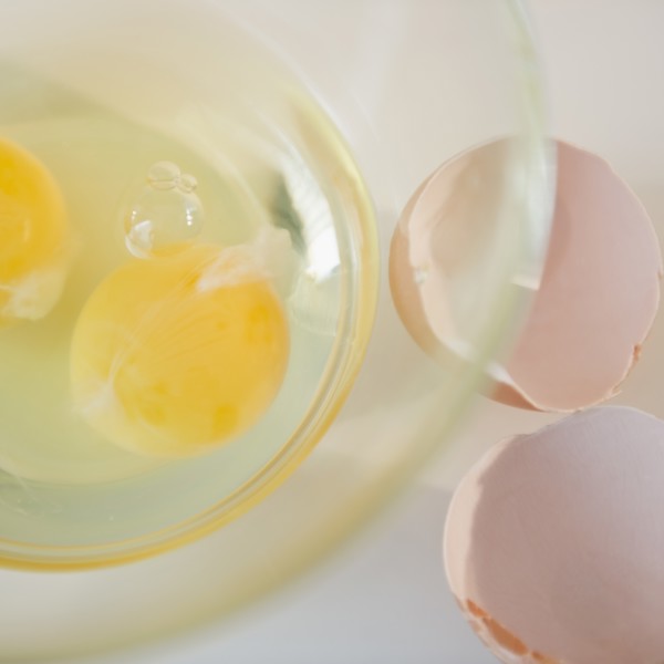 Egg yolks in bowl and egg shell on side. Photo : Jamie Grill Photography