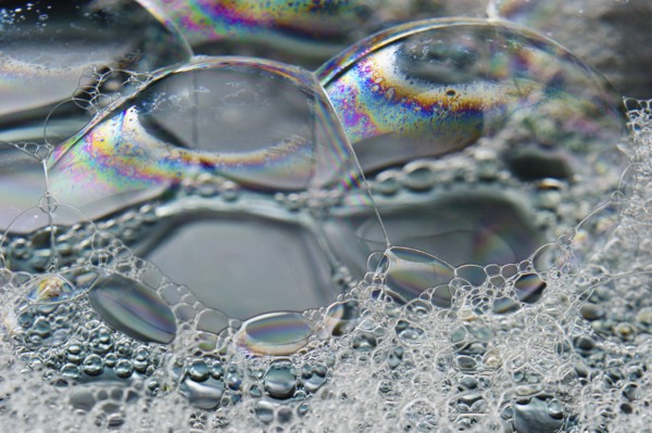 Close up of soap bubbles.