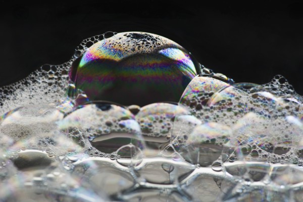 Close up of soap bubbles.