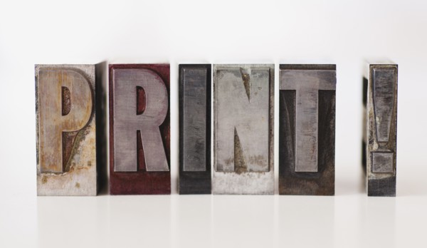 Close up of single word made of printing blocks.