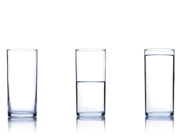 Studio shot of three glasses of water. Photo: David Arky