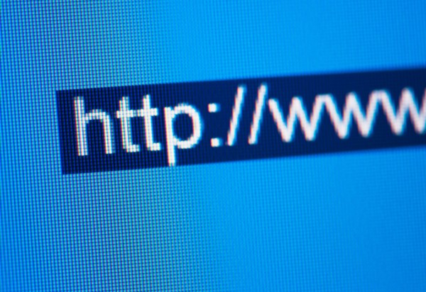 Close-up of www address on computer screen.