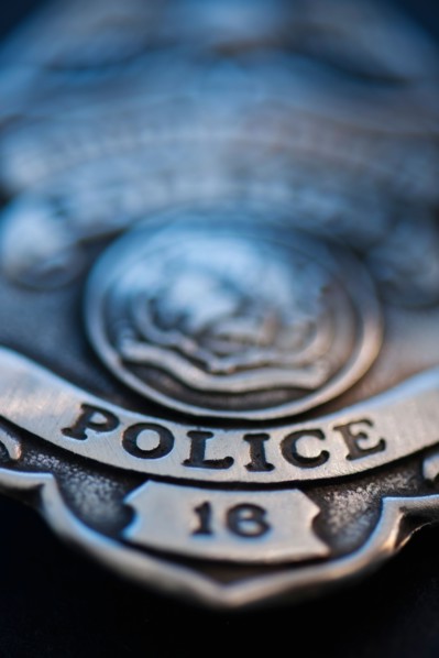 Close-up of United States Police badge.
