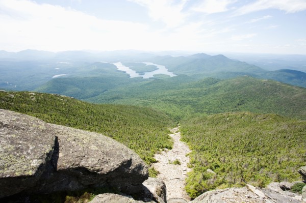 USA, New York State, View of Adirondack Mountains with Lake Placid in background. Photo : Chris