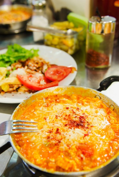 Turkey, Istanbul, Menemen eggdish.