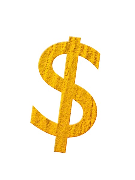 Studio shot of Chili Powder making US Dollar Sign on white background. Photo: David Arky