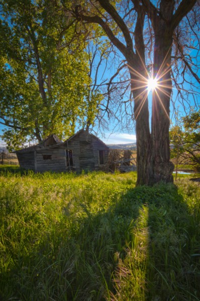 USA, Oregon, Mitchell, View of old house. Photo: Gary J Weathers