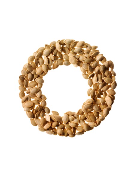 Studio shot of Pumpkin Seeds on white background. Photo : David Arky