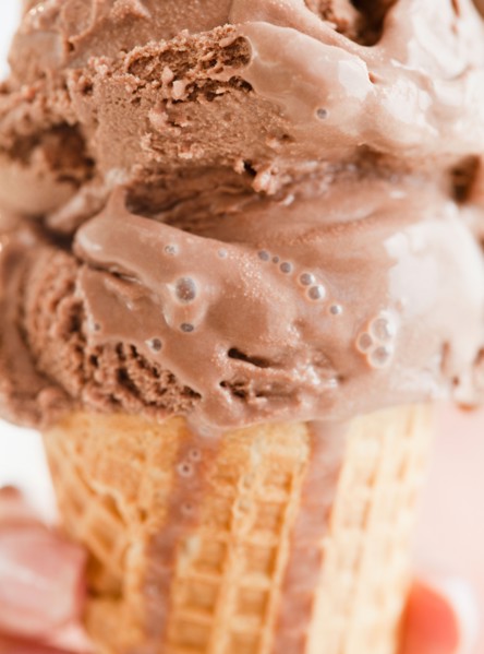 Close up of melting chocolate ice cream. Photo : Jamie Grill