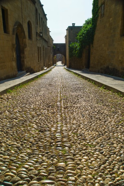 Greece, Rhodes, Medieval street in old town.