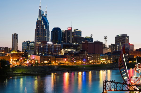 USA, Tennessee, Nashville, Evening skyline. Photo: Henryk Sadura