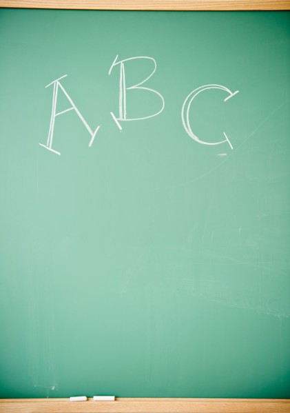 Close up of blackboard with ABC letters. Photo: Jamie Grill