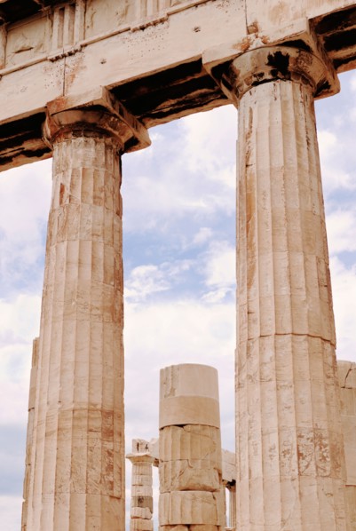 Greece, Athens, Acropolis, Doric columns of Parthenon.