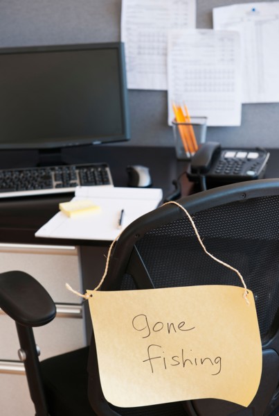 Close up of message on office chair. Photo: Daniel Grill
