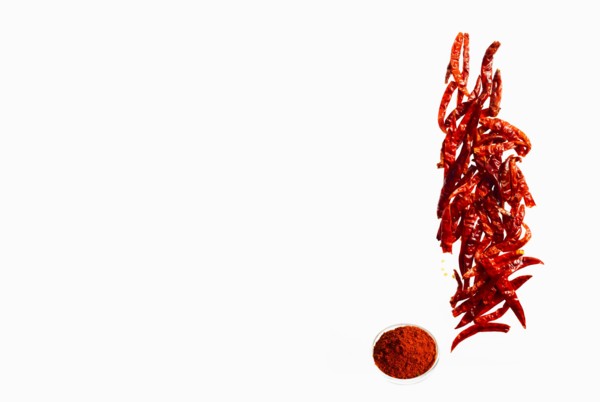 Studio shot of red chili peppers. Photo: David Arky