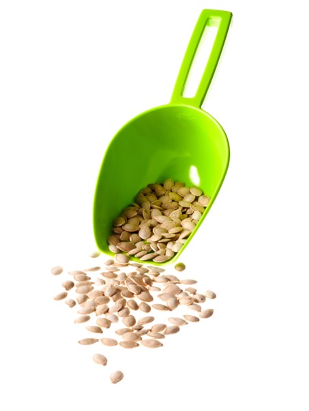 Studio shot of scoop with Mixed Seeds on white background. Photo: David Arky