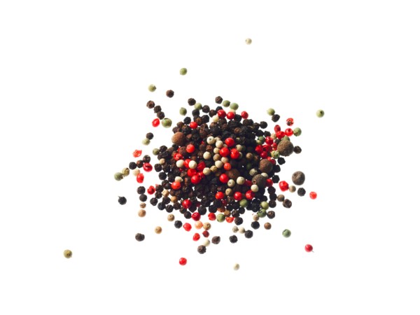 Studio shot of mixed pepper corns. Photo: David Arky