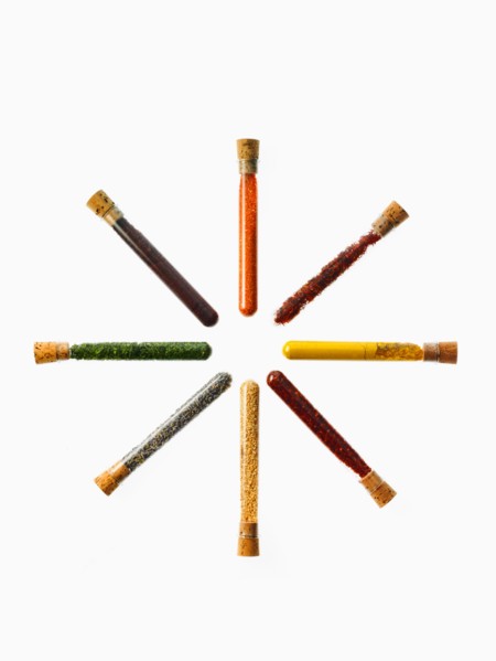 Studio shot of Test Tubes making Circle shape on white background. Photo : David Arky