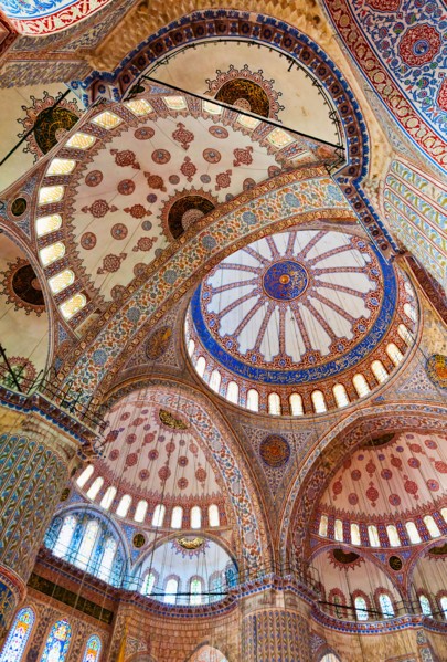 Turkey, Istanbul, Sultanahmet Mosque interior.