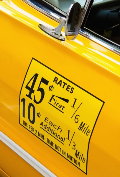 USA, New York State, New York City, Close-up of antique taxi.