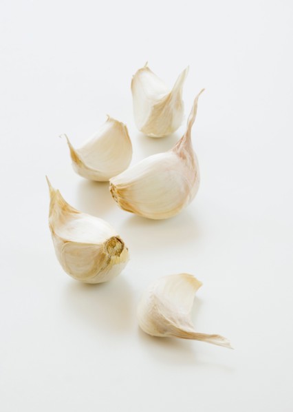 Studio shot of fresh garlic cloves.