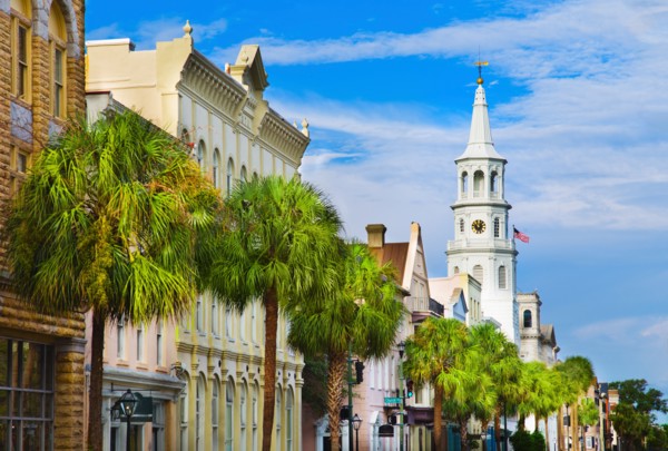 USA, South Carolina, Charleston, Church Street, St. Philip's Church.