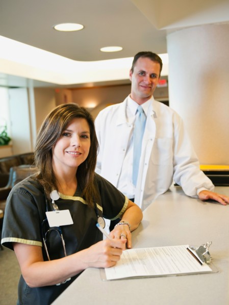 Portrait of confident female nurse and doctor.