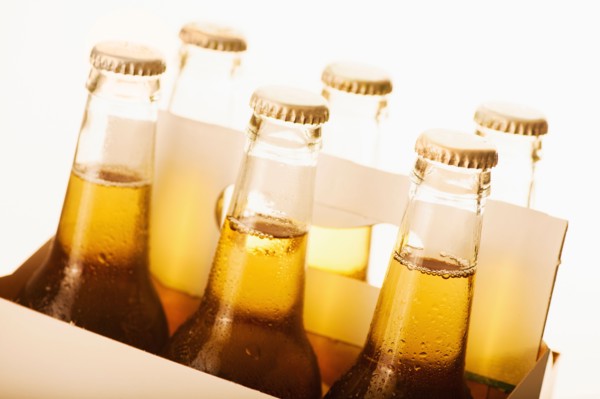 Studio shot of six pack of beer.