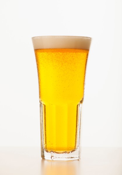 Studio shot of pale ale in glass.