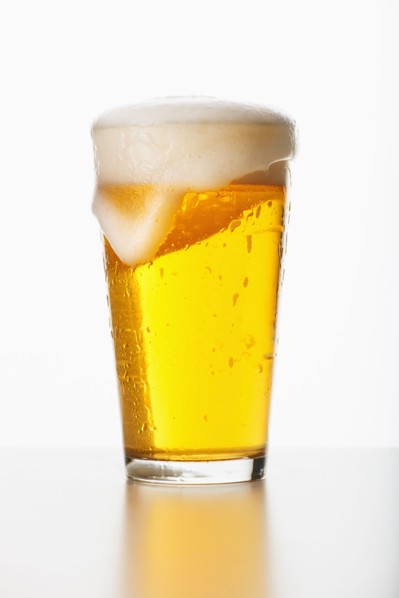 Studio shot of pale ale in glass.