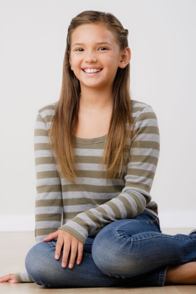 Studio portrait of girl (8-9). Photo: Rob Lewine