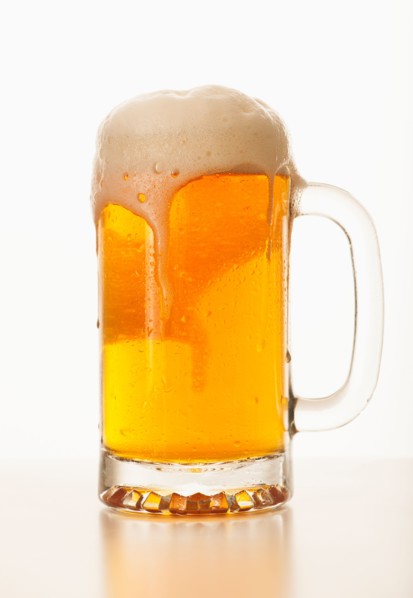 Studio shot of glass of beer.