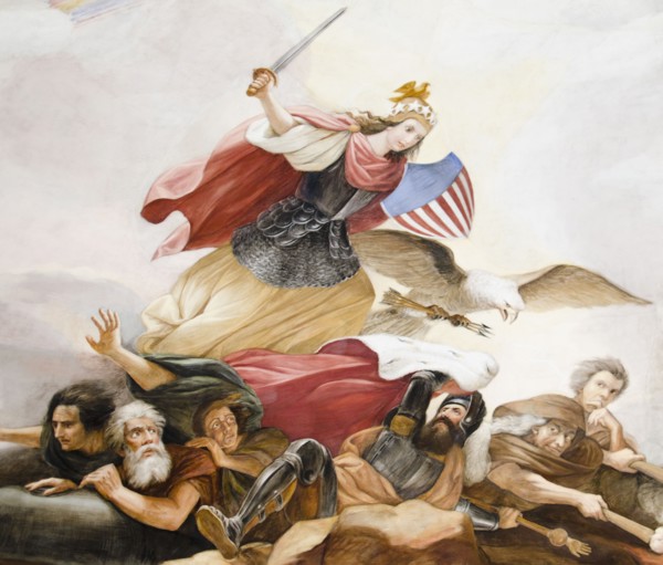 USA, Washington DC, Capitol Building, Close up of fresco . Photo: Jamie Grill