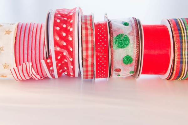 Close-up of christmas ribbons. Photo : Daniel Grill