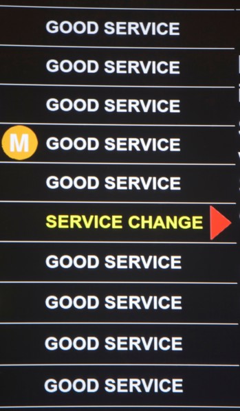 USA, New York City, Underground service information board. Photo : fotog